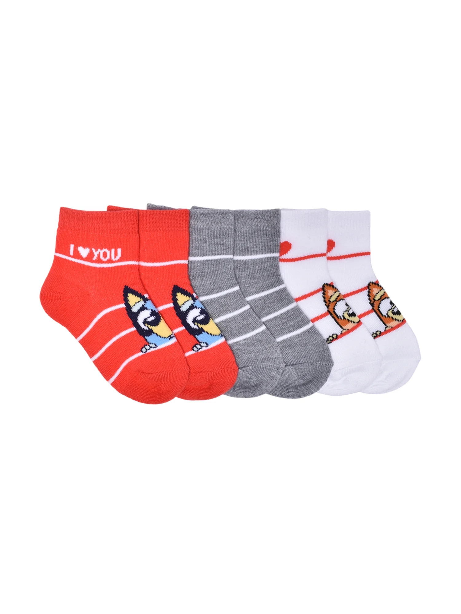 Bluey Unisex Toddler Ankle Valentines Socks, 3-Pack, Sizes 12M-5T | Walmart (US)