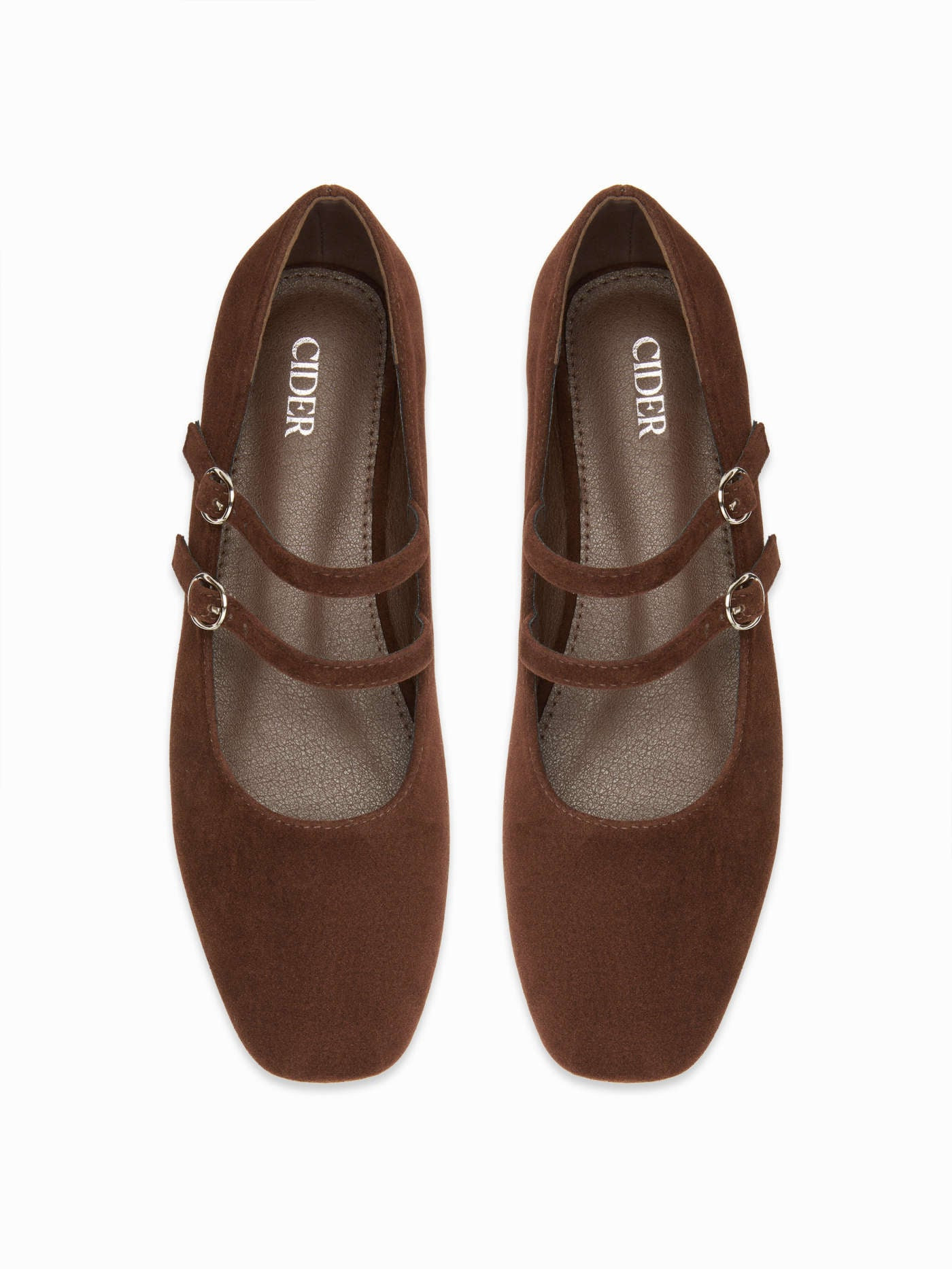 FAUX SUEDE SQUARE TOE BUCKLE MARY JANE FLATS For Daily Casual | Cider