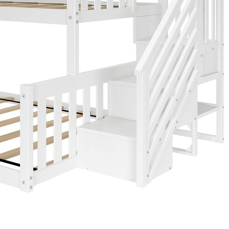 Twin Over Full Low Bunk Bed With Stairs | max & lily