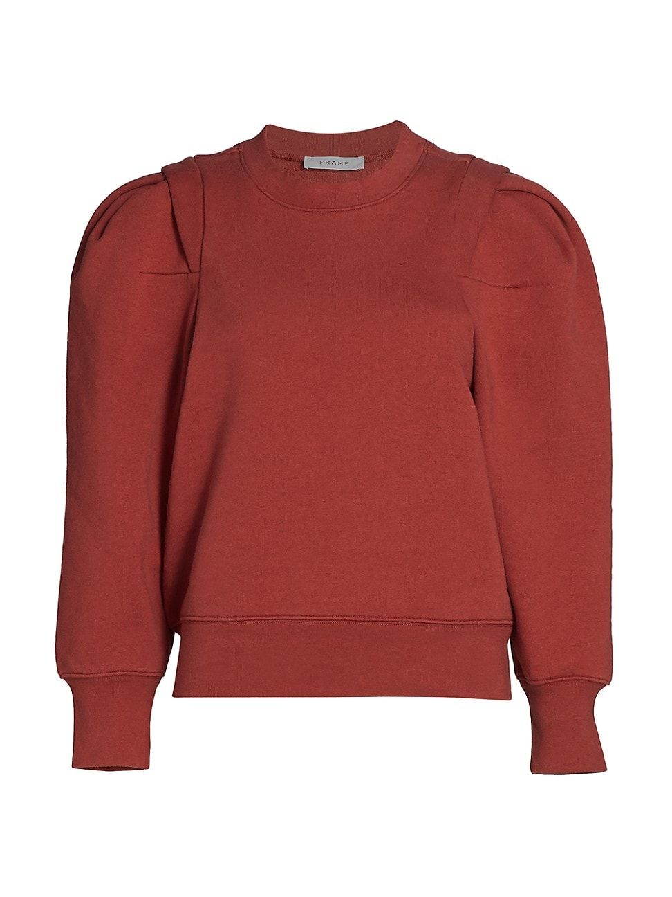 Frame Women's Pleated Panel Puff-Sleeve Sweatshirt - Redwood - Size XS | Saks Fifth Avenue