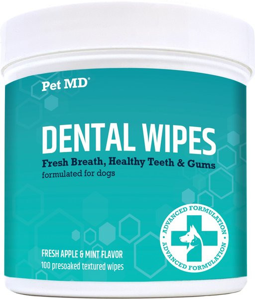 Pet MD Apple & Mint Flavor Dog Dental Wipes, 100 count | Chewy.com
