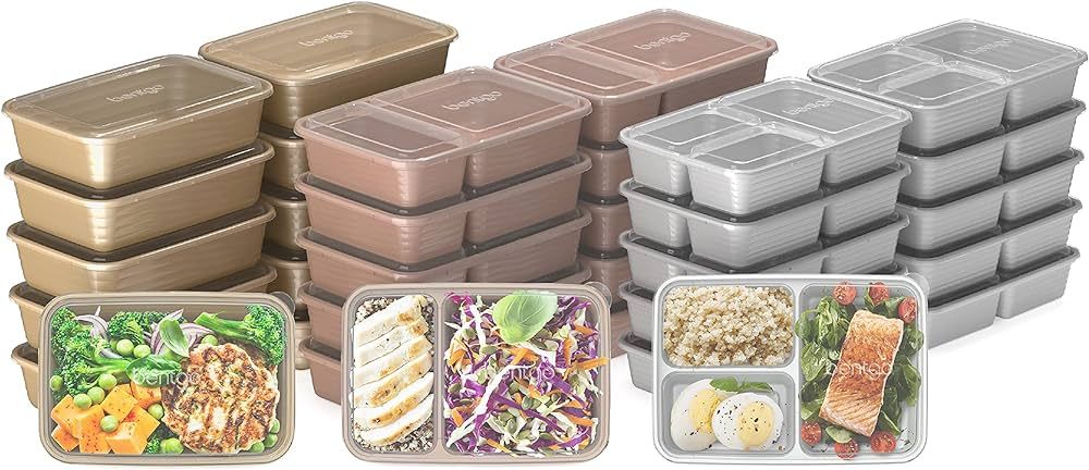 Bentgo® Prep 60-Piece Meal Prep Kit - 1, 2, & 3-Compartment Containers with Custom Fit Lids - Mi... | Amazon (US)