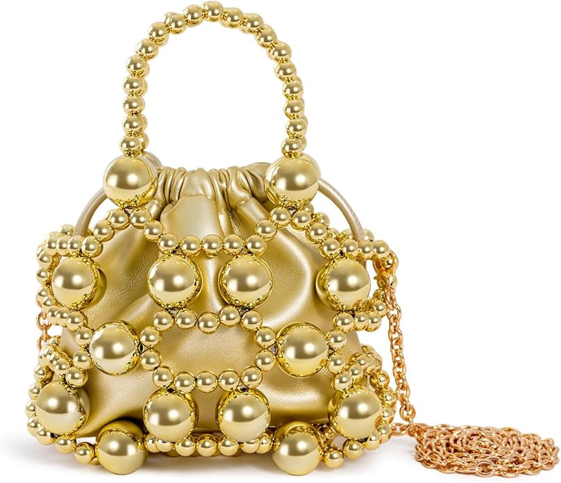 Women's brown leather shoulder bag with amber bead decoration, Bohemian women's crossbody bag, cu... | Amazon (US)