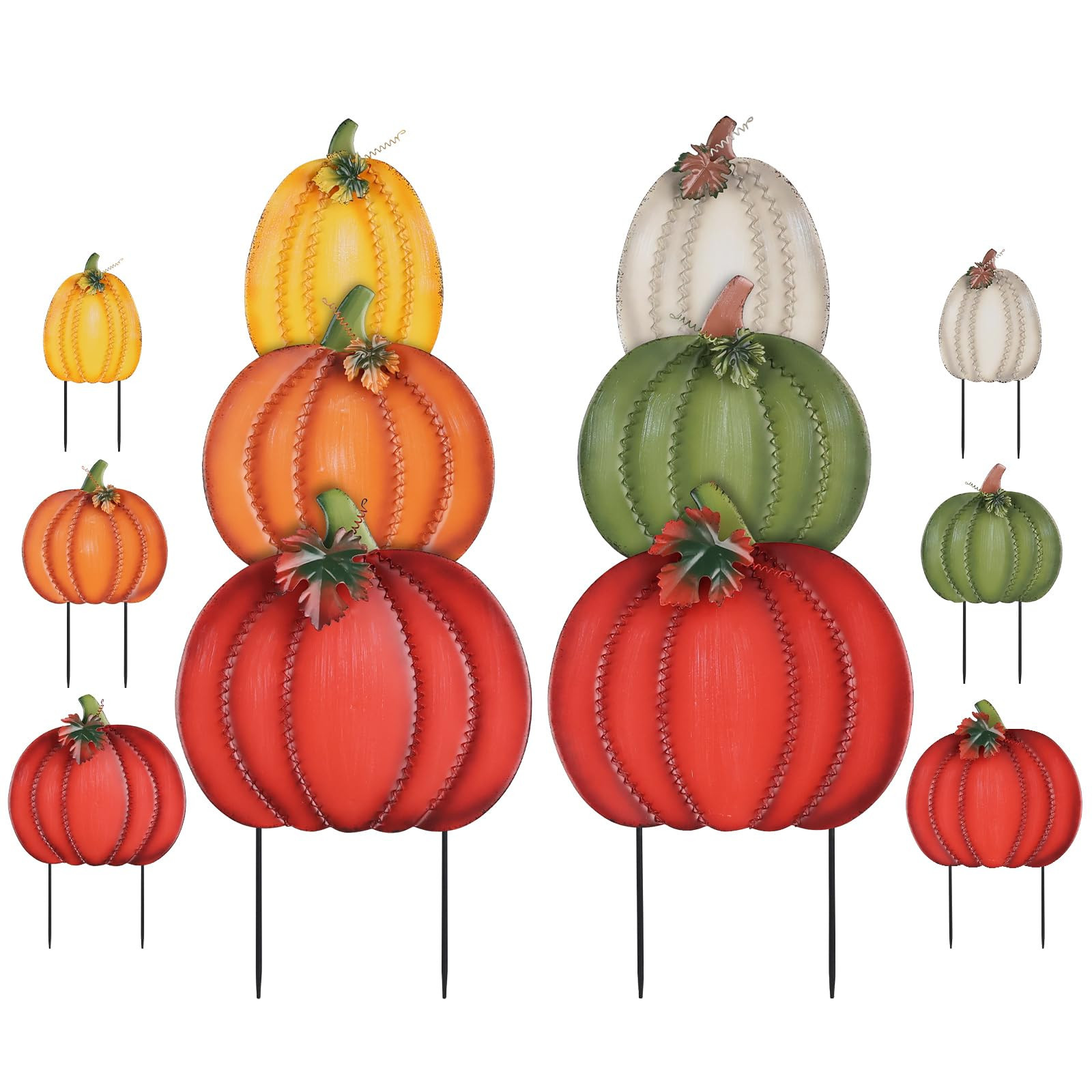 Phyfalip Fall Decorations Outdoor 34 Inch Decorative Garden Stakes with Six Pumpkins for Fall Decor Metal Yard Signs for Home Garden Lawn Patio | Lowe's