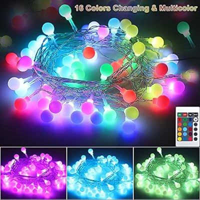 Multicolor Globe String Lights USB Plug, Waterproof 16.5ft 50 LED Fairy Lights with Remote Timer ... | Amazon (US)