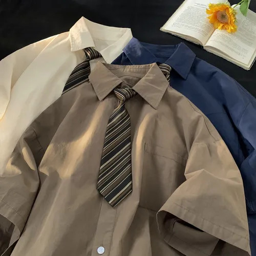 Capbrew - Short-Sleeve Collared Plain Shirt with Necktie | YesStyle | YesStyle Global
