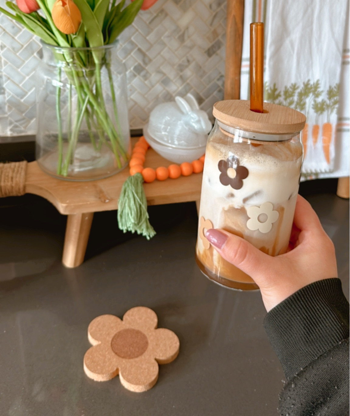 Flower glass cup and flower coaster.

#LTKhome #LTKSeasonal