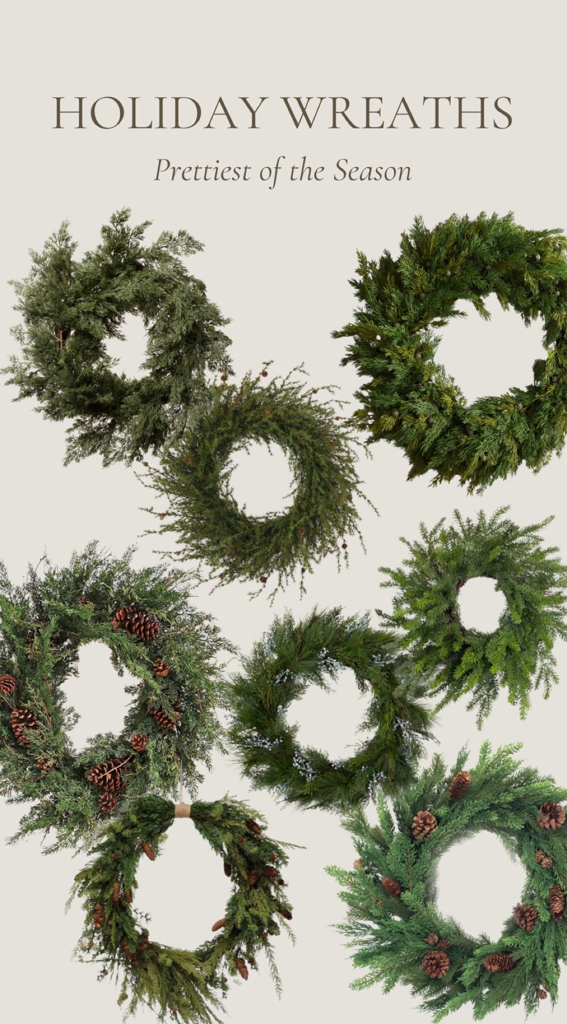 Holiday faux wreaths! So many pretty wreaths this season. 
Love adding Pinecone stems into a wreath and a bit of ribbon!

Amazon find, Wayfair find, Christmas wreath, front porch decor, realistic cedar wreath 

#LTKHoliday #LTKHome #LTKSaleAlert