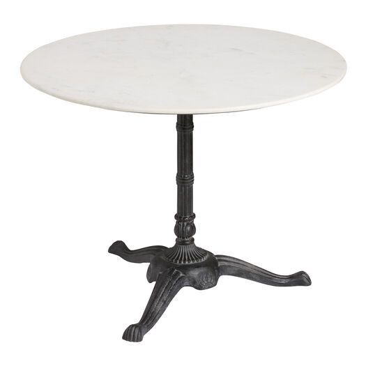 Jeanne Round White Marble Top and Black Metal Bistro Table by World Market | World Market