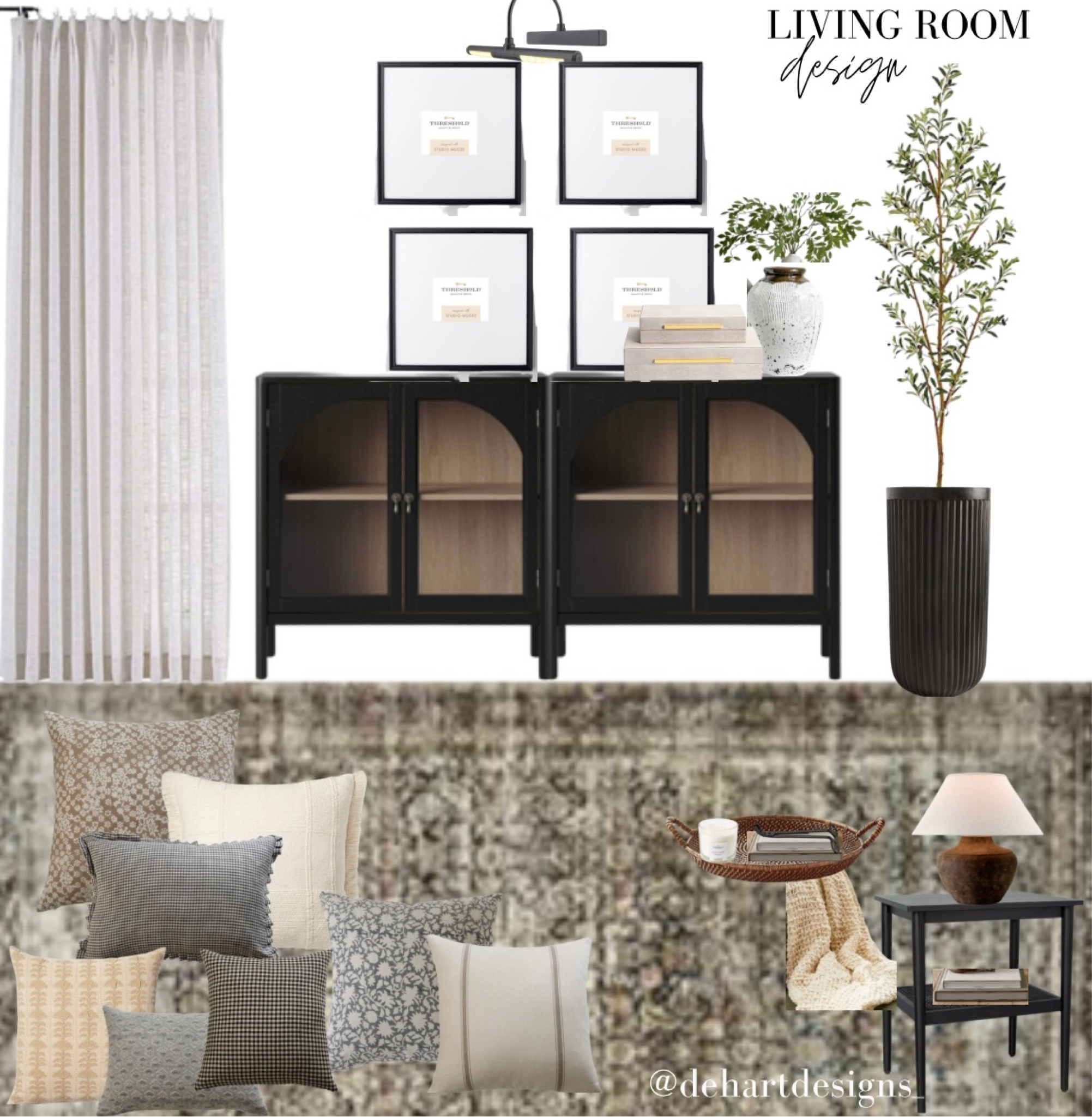 Living room design, throw pillows, side table, console, faux tree, planter 

#LTKfamily #LTKhome