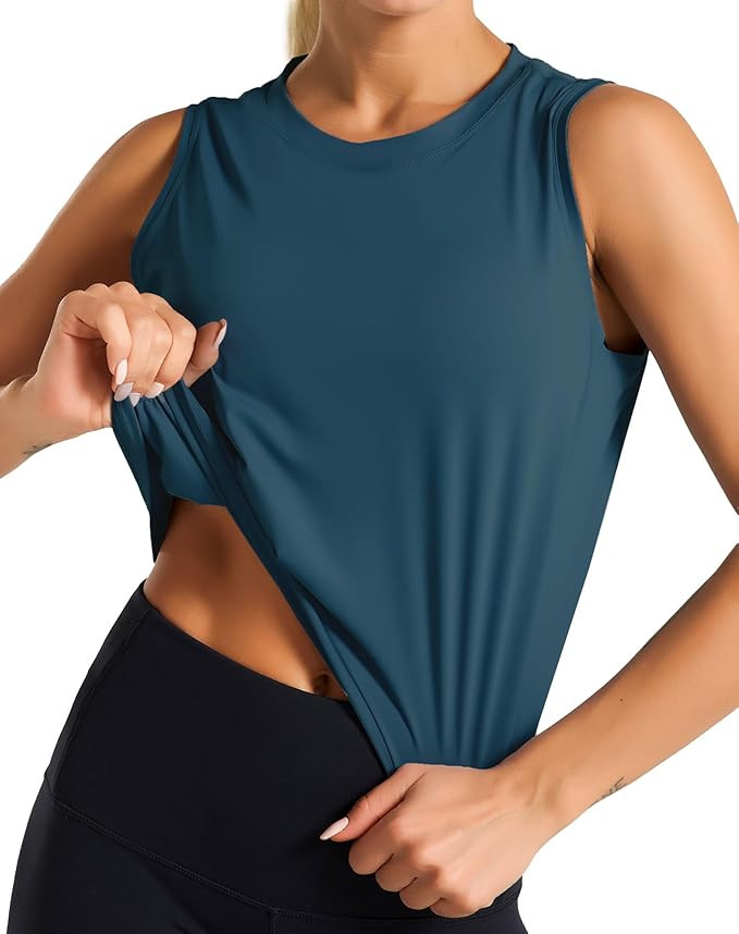 Dragon Fit Women Sleeveless Yoga Tops Workout Cool T-Shirt Running Short Tank Crop Tops | Amazon (US)