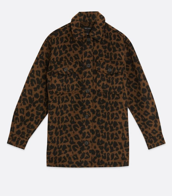 Brown Leopard Print Brushed Oversized Shacket
						
						Add to Saved Items
						Remove from S... | New Look (UK)