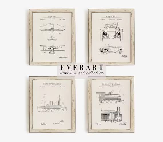 Vintage Vehicle Patent Prints - Set of 4 - Printable Patent Artwork, Nursery Wall Art, Printable ... | Etsy (US)