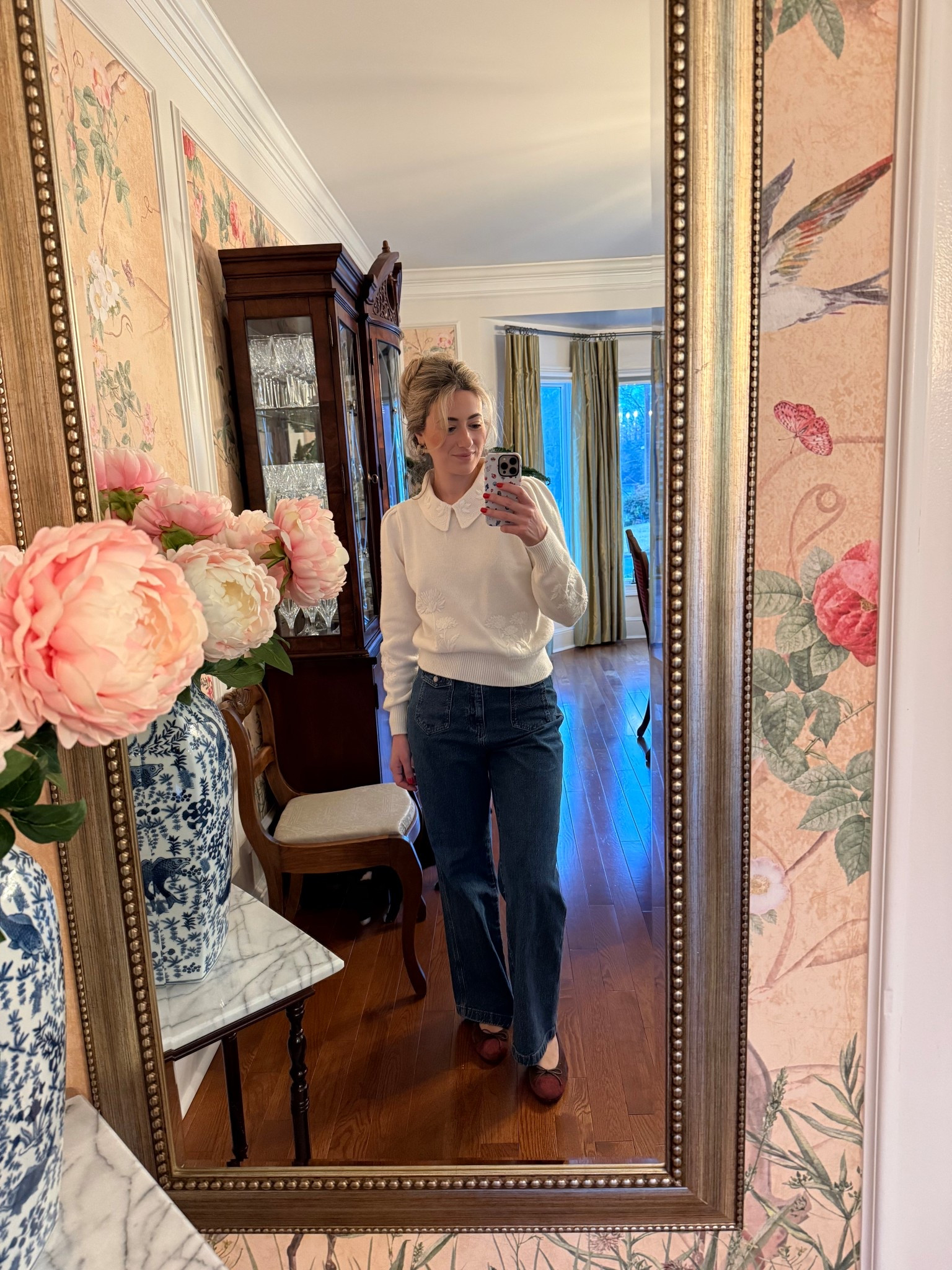 A timeless everyday look 🤍 This delicate collared knit is under $30 and such a good staple. Paired it with classic straight-leg denim and suede flats for an easy, feminine outfit that feels put together without trying too hard.

#LTKootd #LTKgrwm #LTKWorkwear