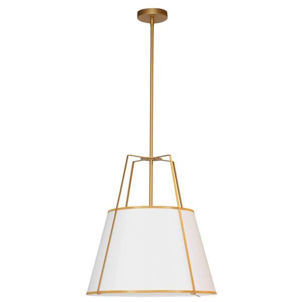 Trapezoid White with Gold One-Light Pendant | Bellacor
