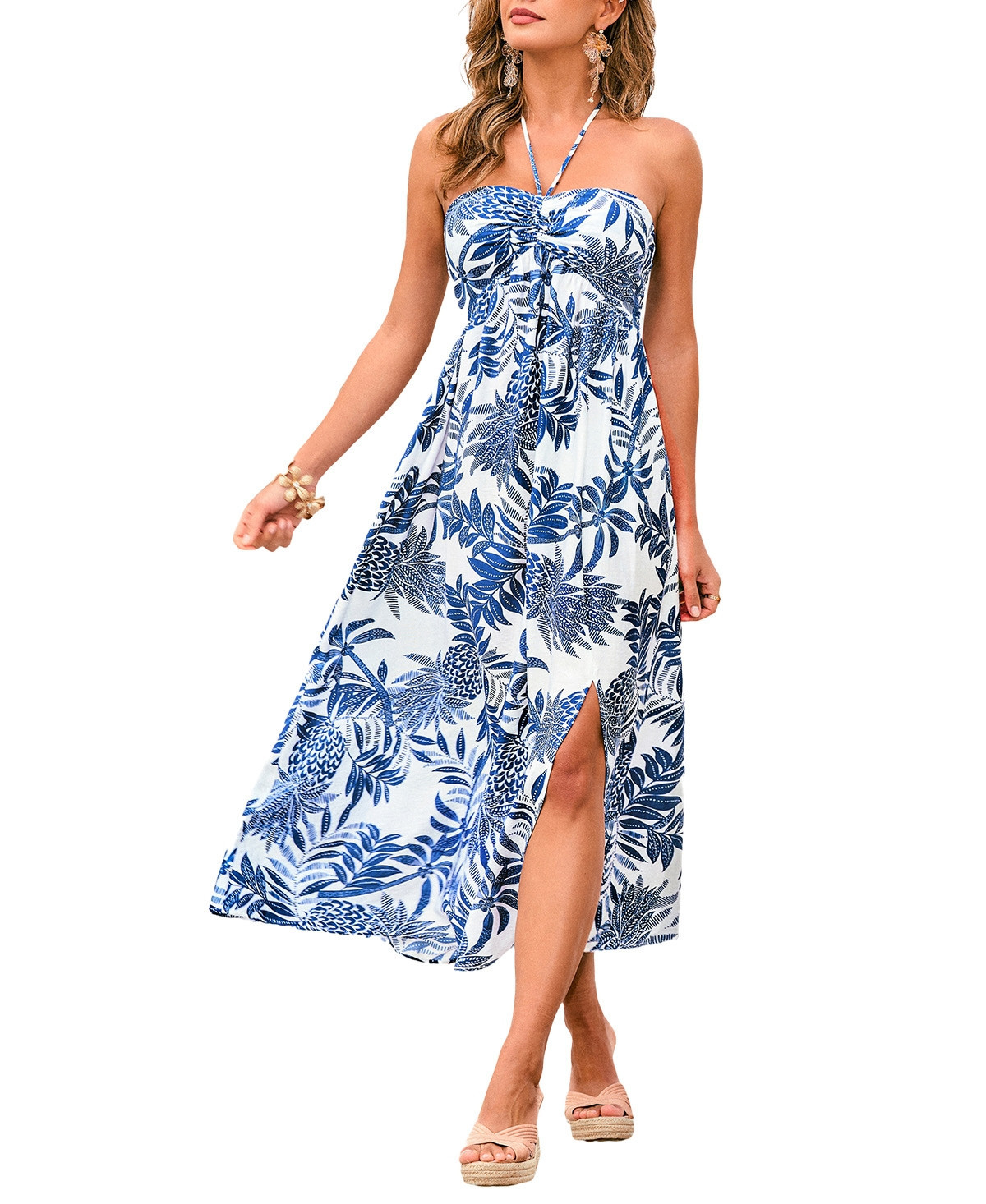 Cupshe Women's La Jolla Cove Tropical Midi Beach Dress - Dark blue | Macy's