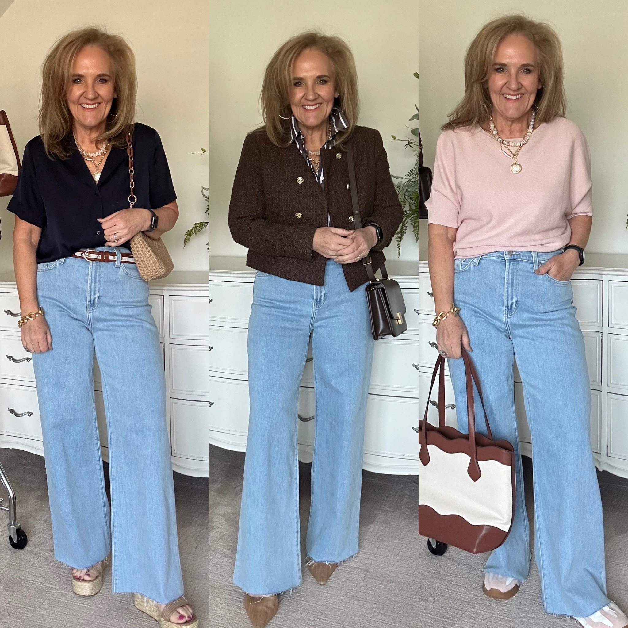 New jeans size 29 15% off code NANETTE15 I did cut them about 3 inches
Cashmere and cotton sweater size down to a small 
The sneakers are true to size and I love them 
Navy silk blouse size medium 
Loft blazer med petite 
Loft blouse size medium petite
You must get this belt

Easy outfit with wide leg, jeans and sneakers, pink sneakers, blush sneakers, pink sweater, quince sweater

#LTKShoeCrush #LTKOver40 #LTKFindsUnder100