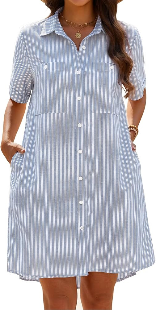 Bsubseach Swimsuit Coverup for Women Button Down Bathing Suit Short Sleeve Summer Beach Shirt Dre... | Amazon (US)