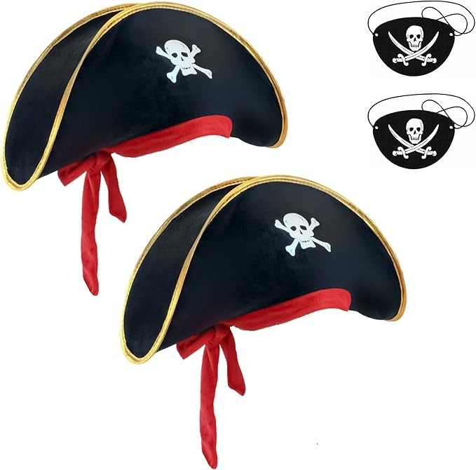 M&G House Halloween Pirate Hats Caribbean Black Pirate Cap Pirate Accessories Funny Party Hat Fan... | Amazon (US)