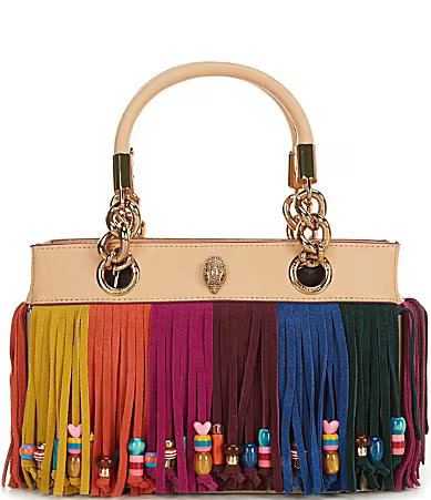 Kurt Geiger London Kensington Suede East-West Rainbow Fringe Beaded Bag - Multi | Dillard's