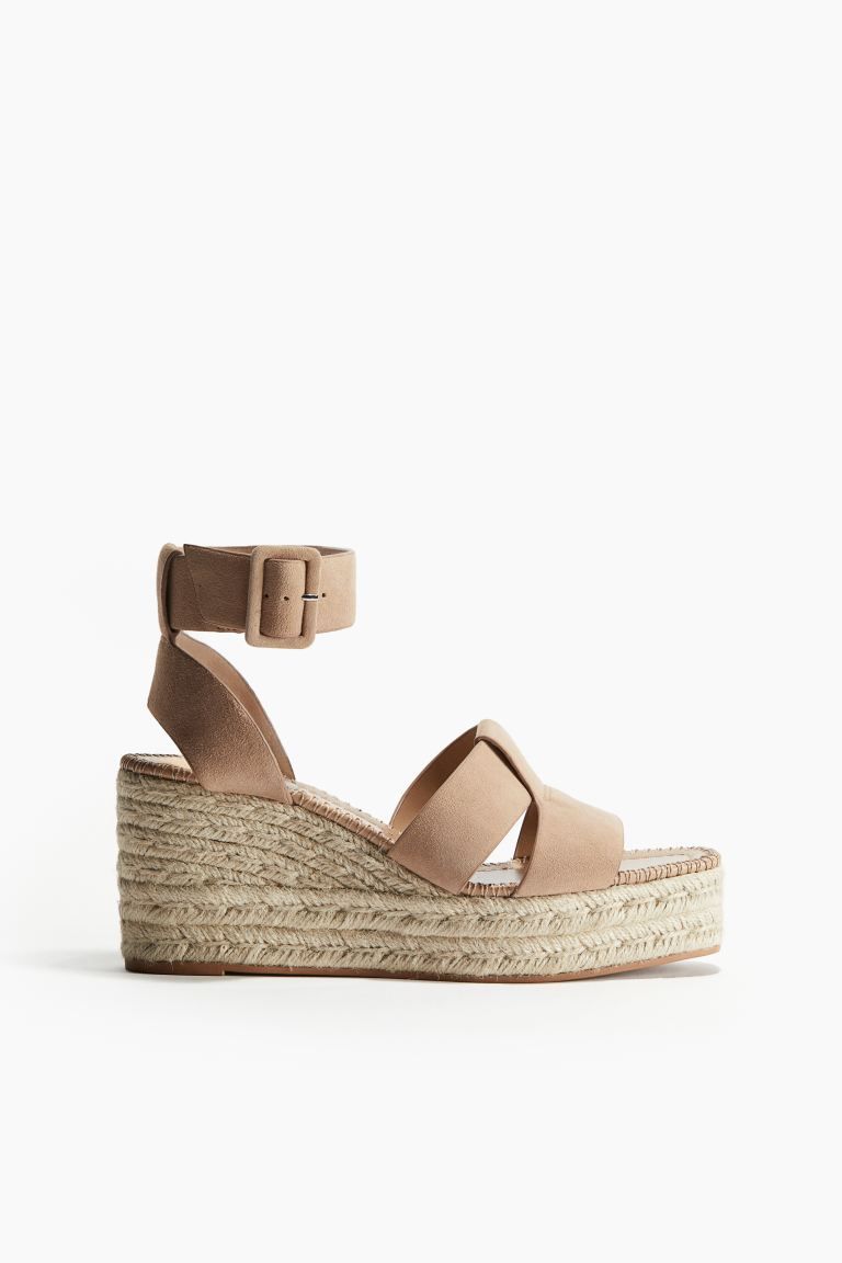 Wedge-heeled Suede Espadrilles - High heel - Beige - Ladies | H&M US | H&M (US + CA)