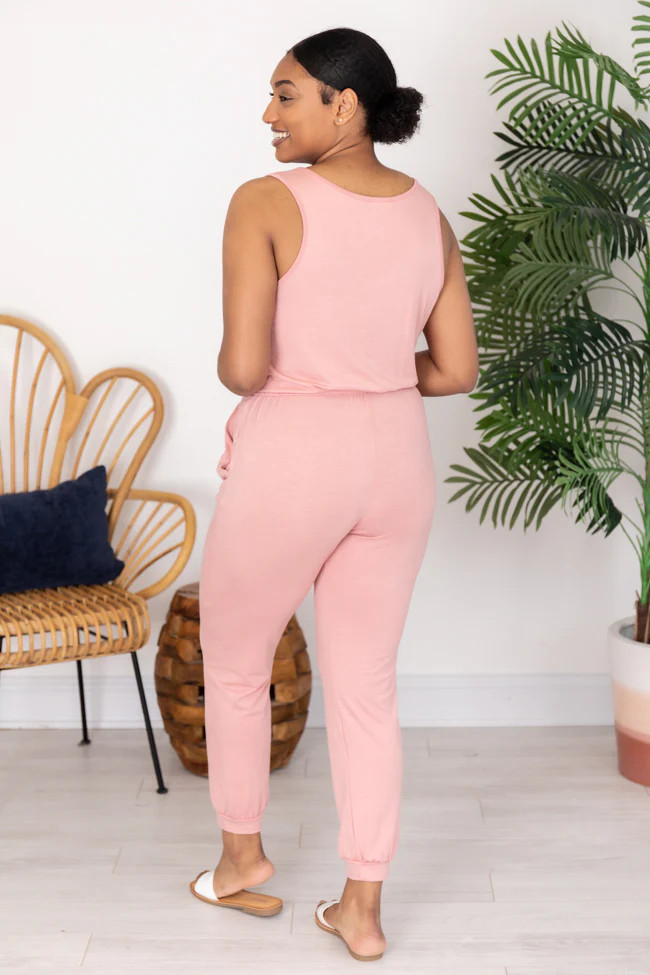 Let's Be Happy Blush Jumpsuit | Pink Lily