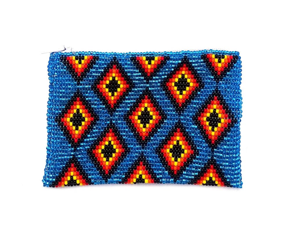 Native Inspired Multi Diamond Pattern Czech Glass Seed Beaded Coin Purse Zipper Pouch - Womens Fa... | Walmart (US)