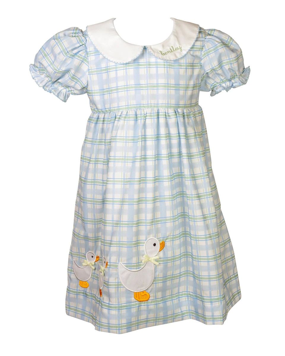 Duck Crossing Pastel Plaid Dress | Smockingbird Kids