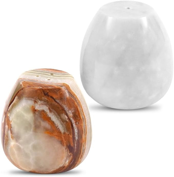 Marble Salt and Pepper Shakers Set of 2 Green Onyx & White 2.3" Inches Salt & Pepper Container, S... | Amazon (US)