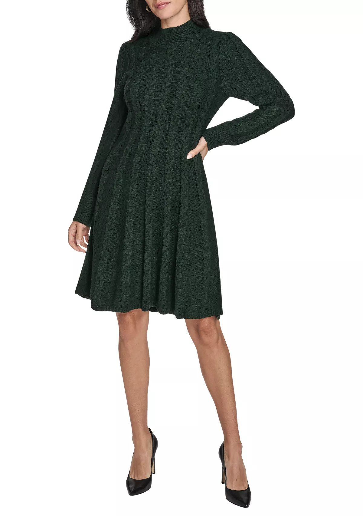 Jessica HowardWomen's Long Sleeve Mock Neck Solid A-Line Sweater Dress | Belk