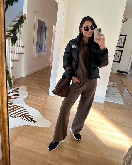 Kat Jamieson wears a cozy cashblend jogger set and puffer jacket to the spa. Casual style, athleisure, sneakers, tote, winter outfit. 

#LTKfitness #LTKtravel #LTKSeasonal