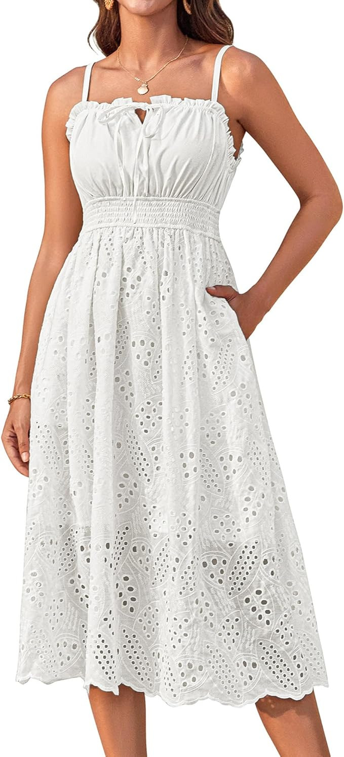 GRACE KARIN Women's 2025 Summer Sleeveless Eyelet Dress Casual Knot Front A Line Sundress Elegant... | Amazon (US)