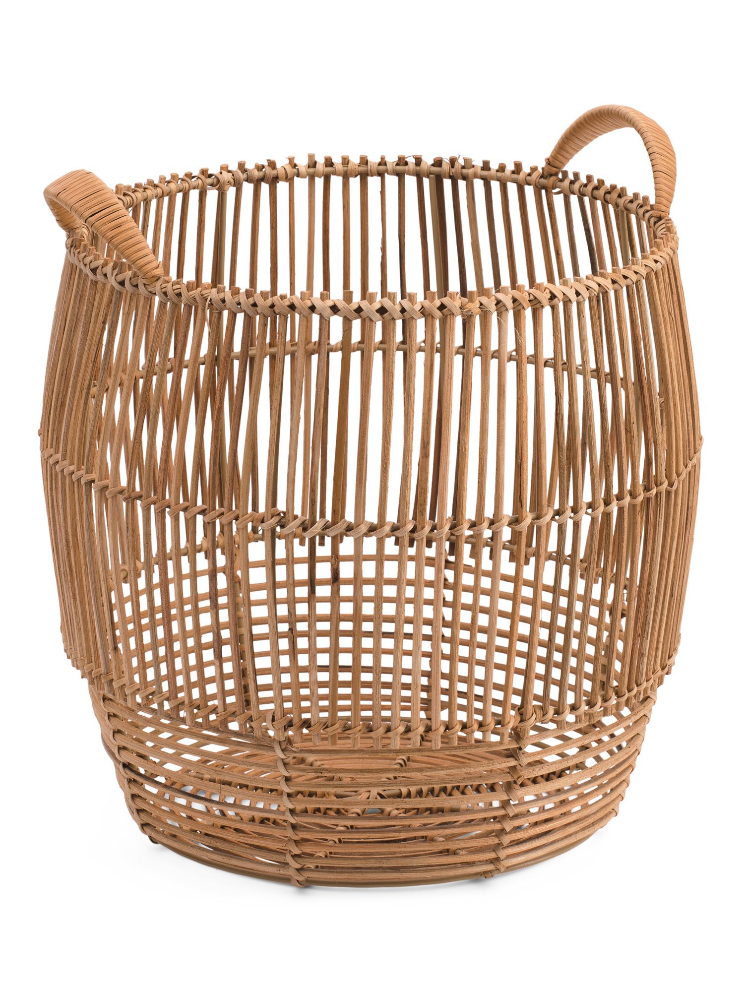 Rattan Storage Basket With Handles | TJ Maxx
