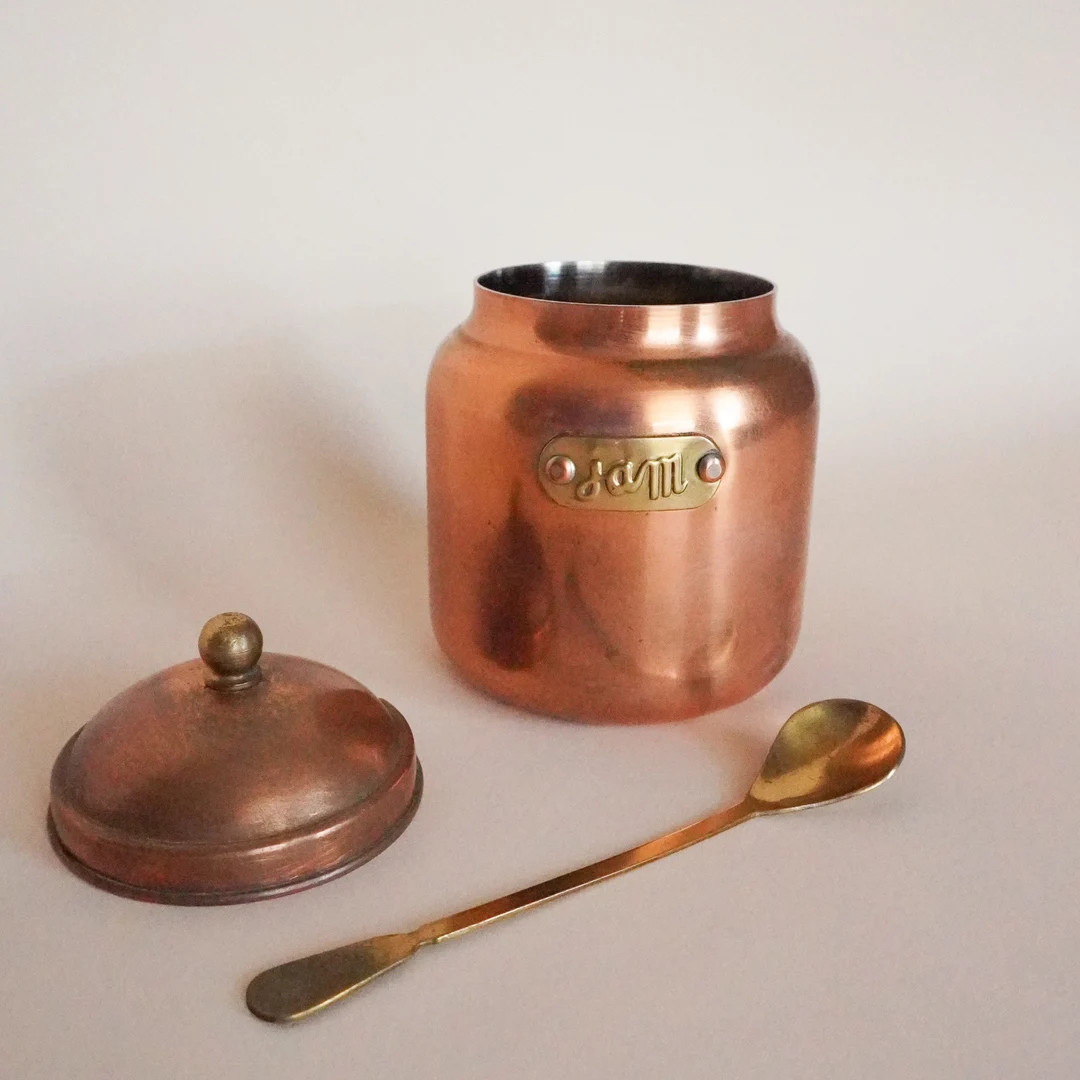 Vintage copper and brass small canister | vintage copper jam canister | Etsy (US)