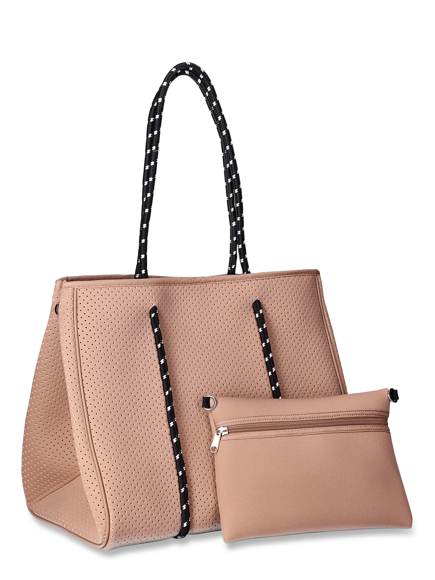 No Boundaries Juniors' Neoprene Beach Tote with Removable Pouch, Clay - Walmart.com | Walmart (US)