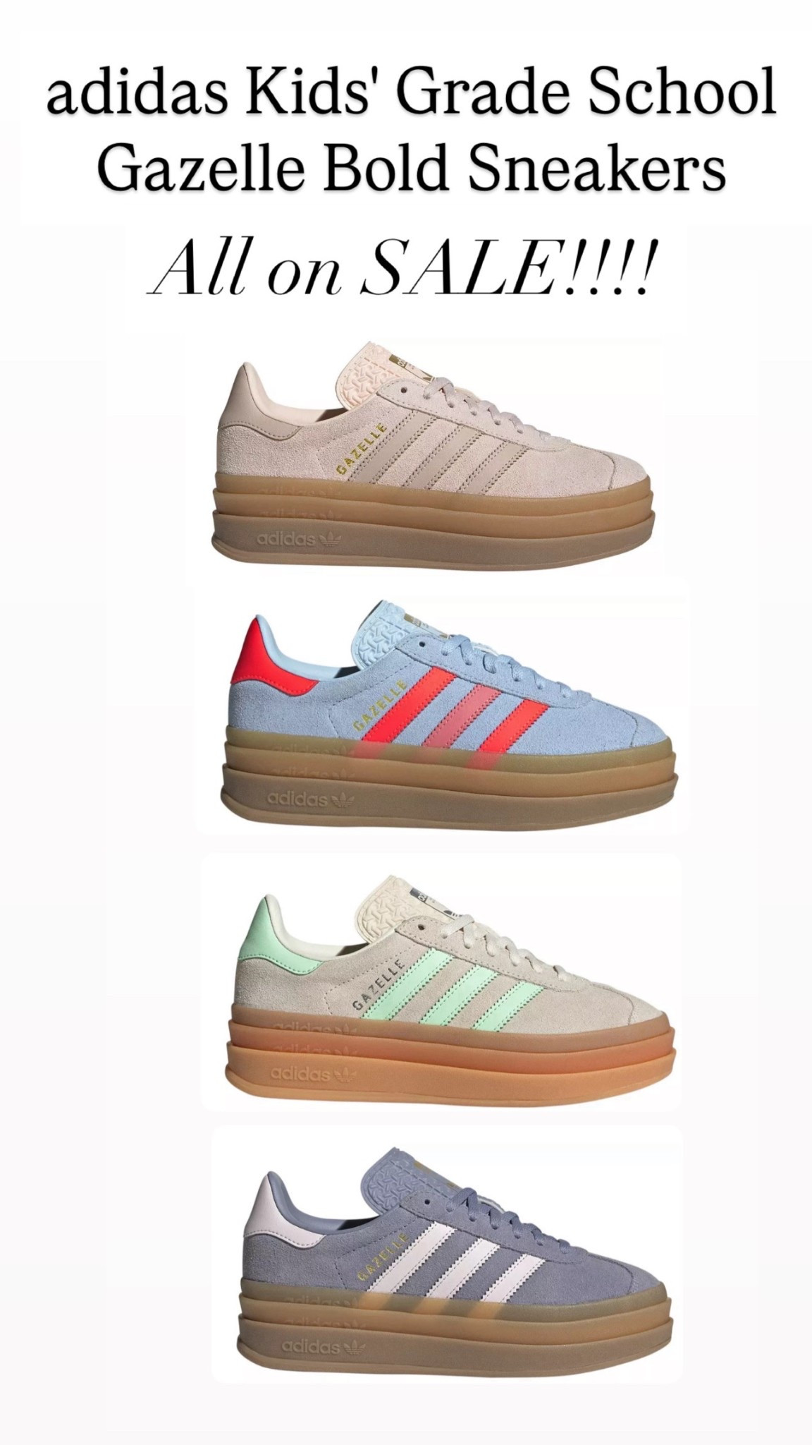 adidas Kids' Grade School Gazelle Bold Sneakers are on sale!!! 

#LTKKids #LTKGiftGuide #LTKSaleAlert