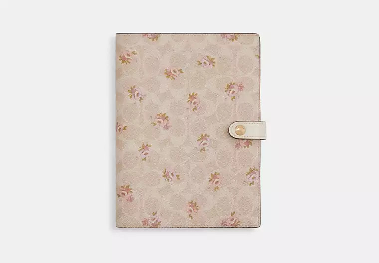 Coach Outlet Notebook In Signature Canvas With Floral Print - Beige | Coach Outlet US