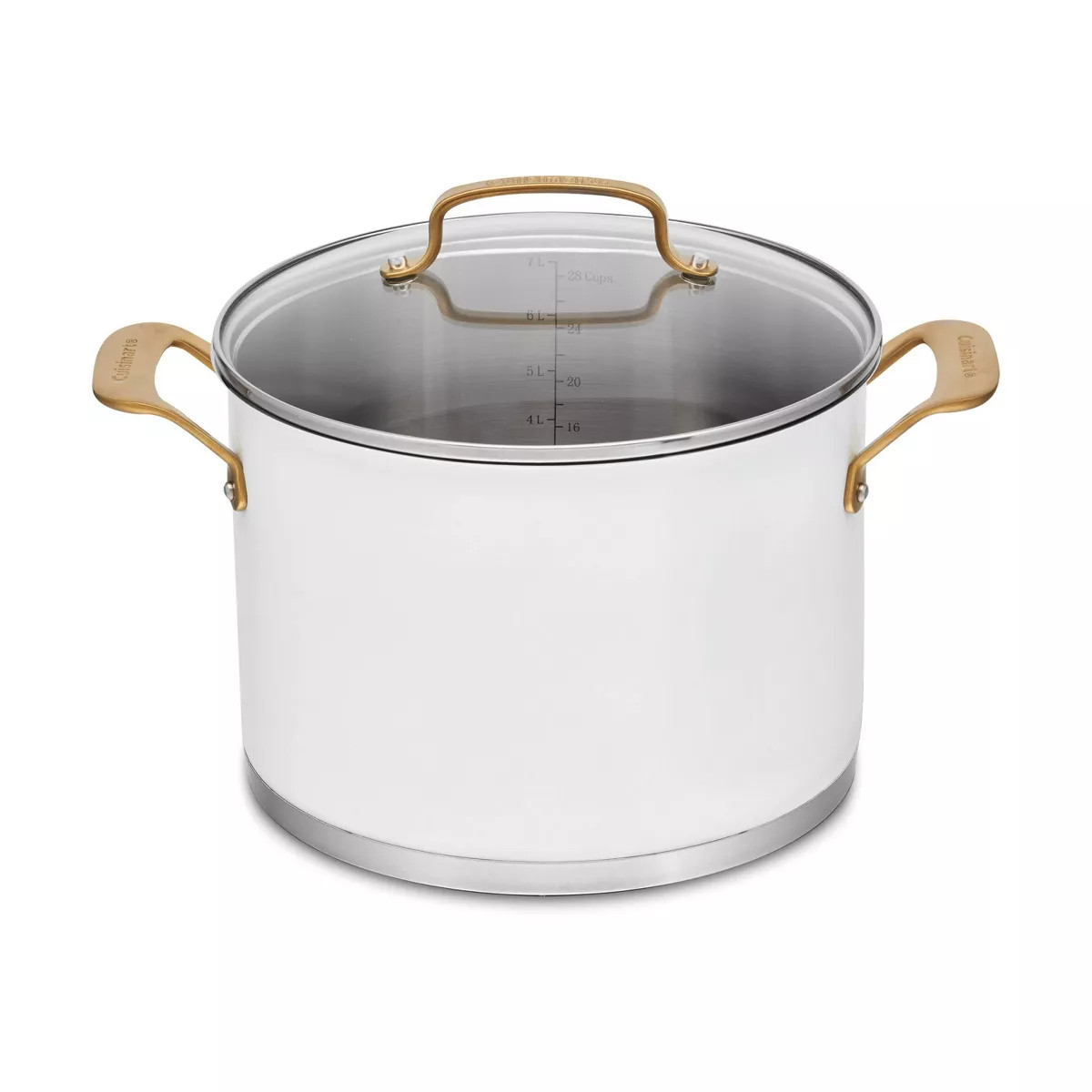 Cuisinart Classic 8qt Stainless Steel Stock Pot with Cover and Brushed Gold Handles Matte White: ... | Target