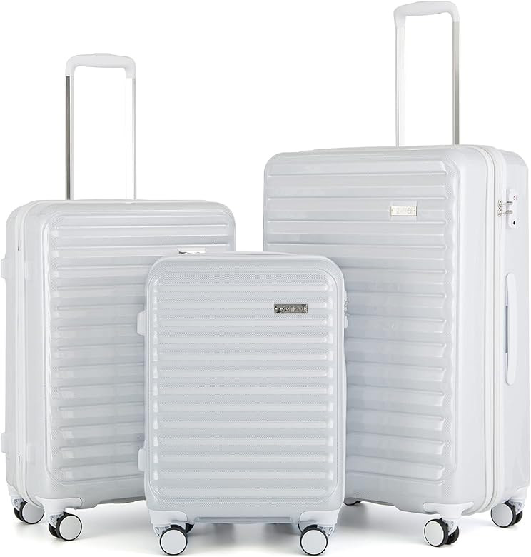 Coolife Luggage Suitcase 3 Piece Set expandable (only 28”) ABS+PC Spinner suitcase with TSA Loc... | Amazon (US)