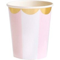 Pink Striped Paper Cups, Set Of 8 Pastel Stripe Small & Gold Party Supplies, Spring Baby Shower, On Sale | Etsy (US)