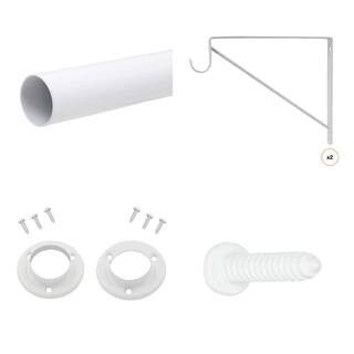 Everbilt 18 in. - 30 in. White Closet Rod, Heavy-Duty Shelf Bracket, Pole Sockets (2-Pack) and Sc... | The Home Depot