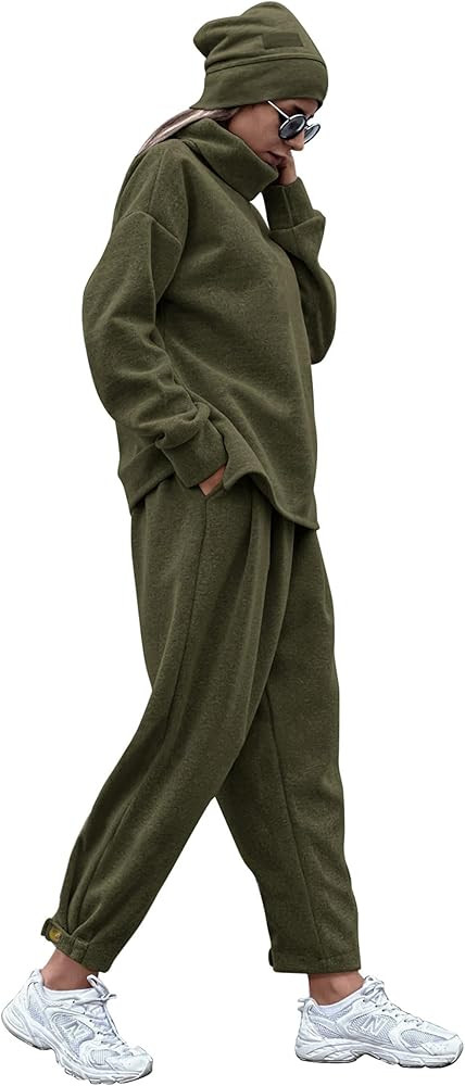 PRETTYGARDEN Women's 2023 Fall Two Piece Outfits Long Sleeve Tracksuit Set Turtleneck Pullover To... | Amazon (US)