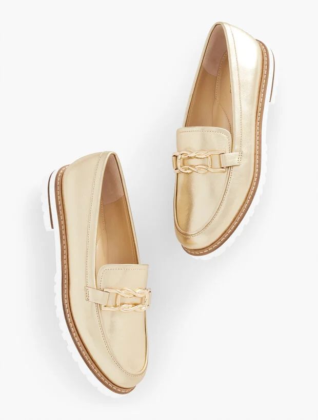 Laura Link Leather Loafers - Metallic | Talbots