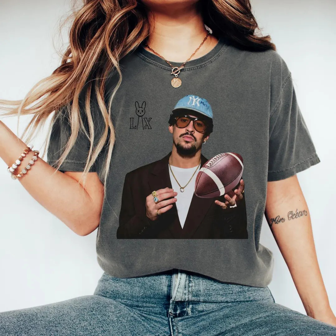 Comfort Colors Bad Bunny Football Shirt, Bad Benito Shirt, Bad Bunny Bowl 2026 Halftime Show Shir... | Etsy (US)