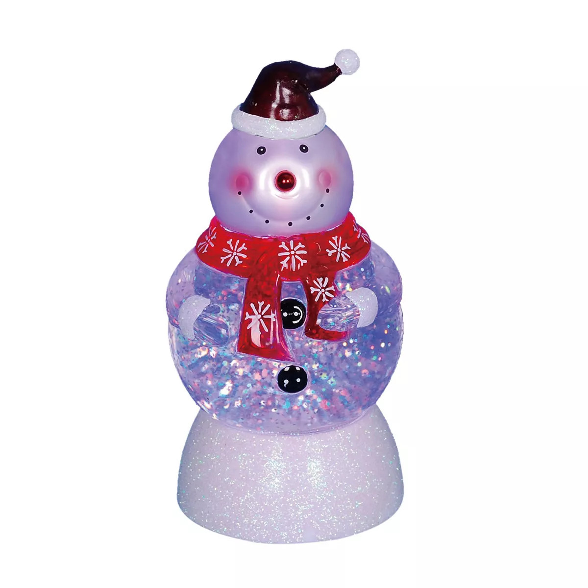 7.5" LED Lighted Color-Changing Snowman with Santa Hat Snow Globe Christmas Figure | Kohl's
