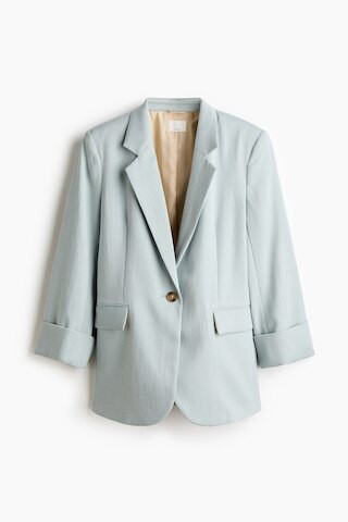 H & M - Linen-blend blazer - Turquoise | H&M (UK, MY, IN, SG, PH, TW, HK)