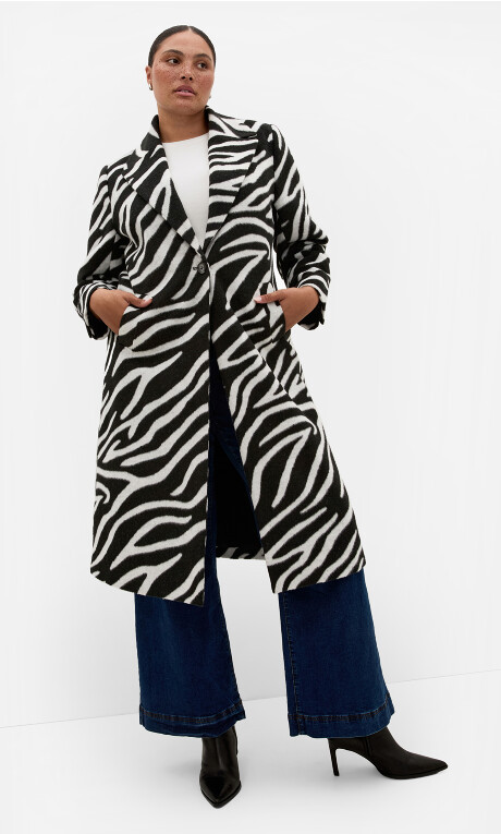 Charlotte Zebra Print Melton Coat - black | City Chic AU
