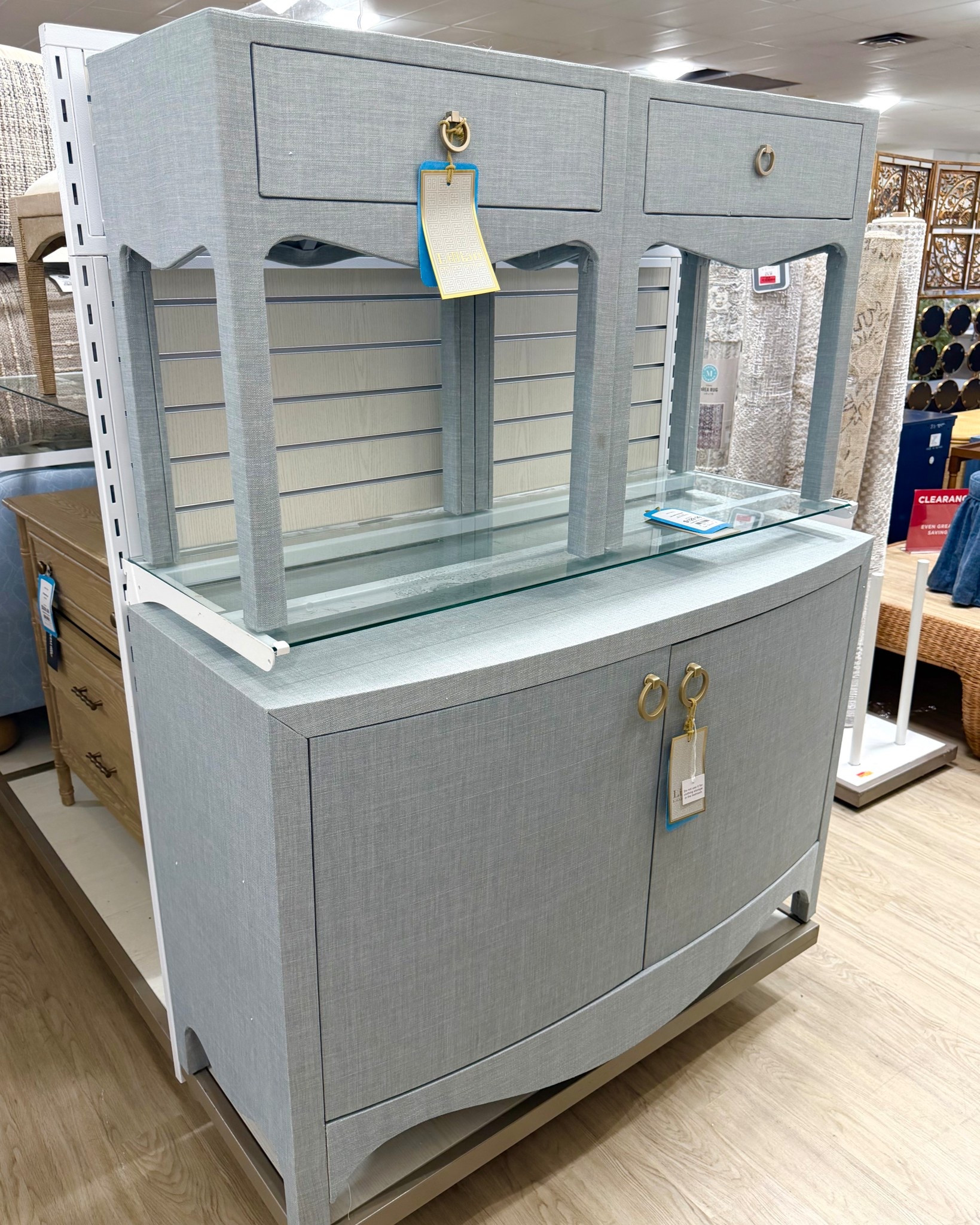 Light blue linen wrapped night stands! Look for less coastal home decor from Lillian August at TJ Maxx & Marshalls

@Marshalls @TJ Maxx