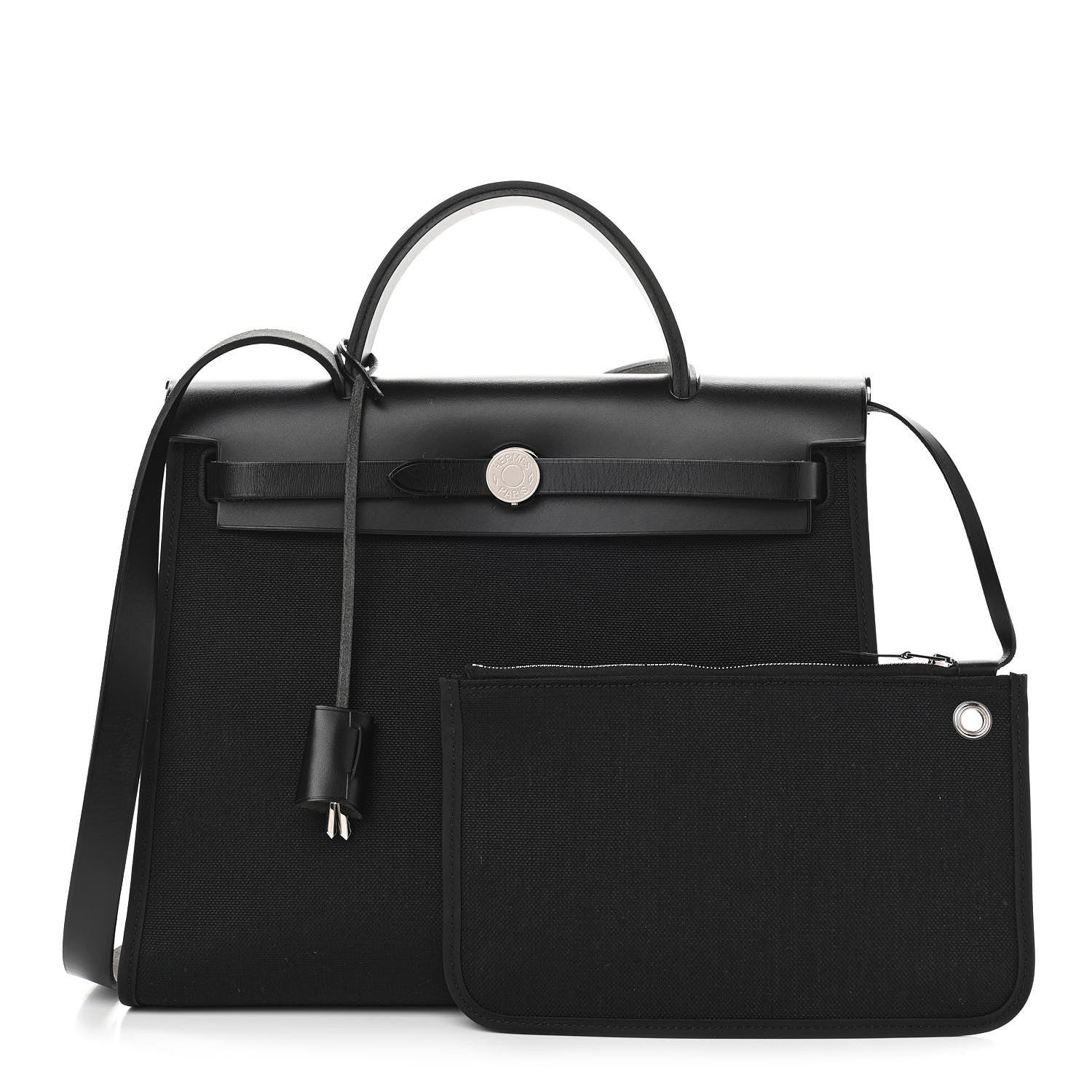 HERMES Military Toile Vache Hunter Herbag Zip PM 31 Black | FASHIONPHILE | Fashionphile