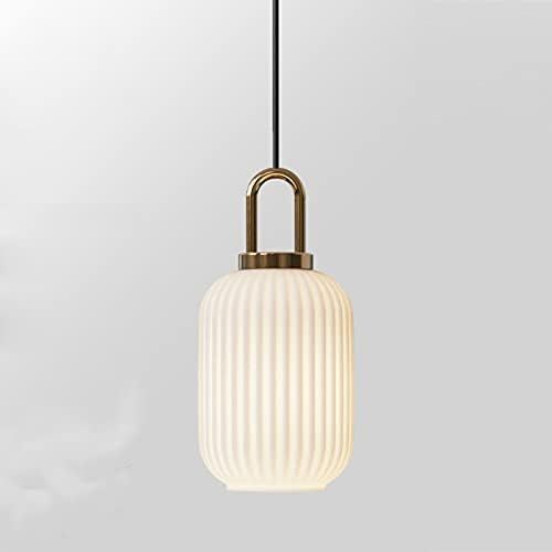 Debbte Industrial Vintage Pendant Lighting with Ribbed Glass Lamp Shade and Bronze Finish, Modern Re | Amazon (US)